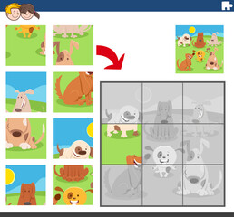 jigsaw puzzle game with funny dogs group