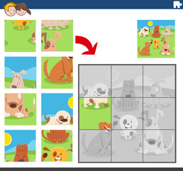Fototapeta premium jigsaw puzzle game with funny dogs group