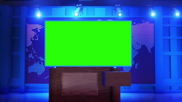 news studio green screen background