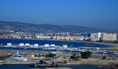Fototapeta na wymiar Corniche in Tangier in the morning. Tangier, located in the north of Morocco, opposite Spain