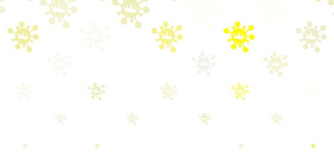 Light yellow vector background with covid-19 symbols.