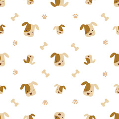 Jack Russell dog seamless vector pattern on white background.