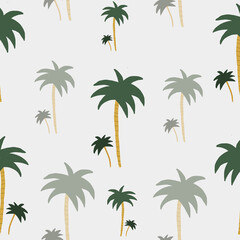 Fototapeta na wymiar Seamless repeat vector Palm tree pattern texture on gray background for any web design.