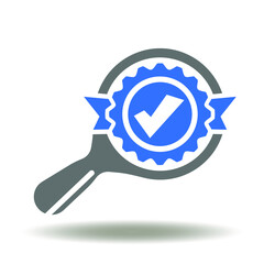 Quality Control Standard Assurance Logo. Magnifier Seal Check Icon Vector. Approved Stamp Test Award Sign.