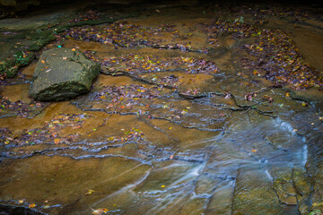 Rocky Ledges with Waterfall in Clifty Creek Park, Indiana