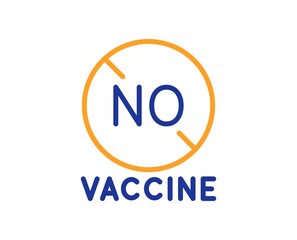 No vaccine line icon. Coronavirus disease sign. Pandemic infection symbol. Colorful thin line outline concept. Linear style no vaccine icon. Editable stroke. Vector