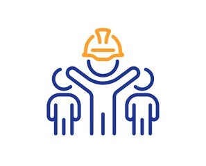 Engineering team line icon. Engineer or architect group sign. Construction helmet symbol. Colorful thin line outline concept. Linear style engineering team icon. Editable stroke. Vector