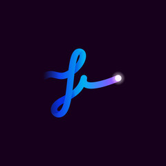 Letter I logo with gradient line and flash dot.