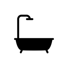 Bathtub with shower line icon.