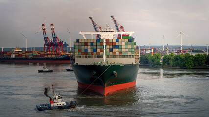 Container ship in the Port of Hamburg 