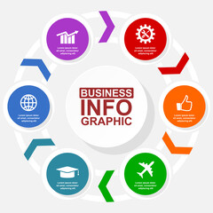 Vector infographic template for presentation, diagram, business concept illustration with 6 options