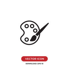 Paint palette and brush icon vector. Art sign