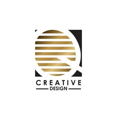 Negative Space Letter Q logo. Creative design template concept square shape, stripe line with hidden letter Q logo for initial, business identity.