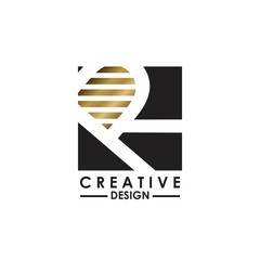 Negative Space Letter R logo. Creative design template concept square shape, stripe line with hidden letter R logo for initial, business identity.