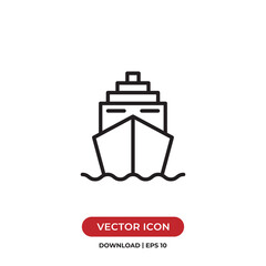 Ship icon vector. Cruise sign