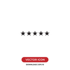 Five star icon vector. Rating sign