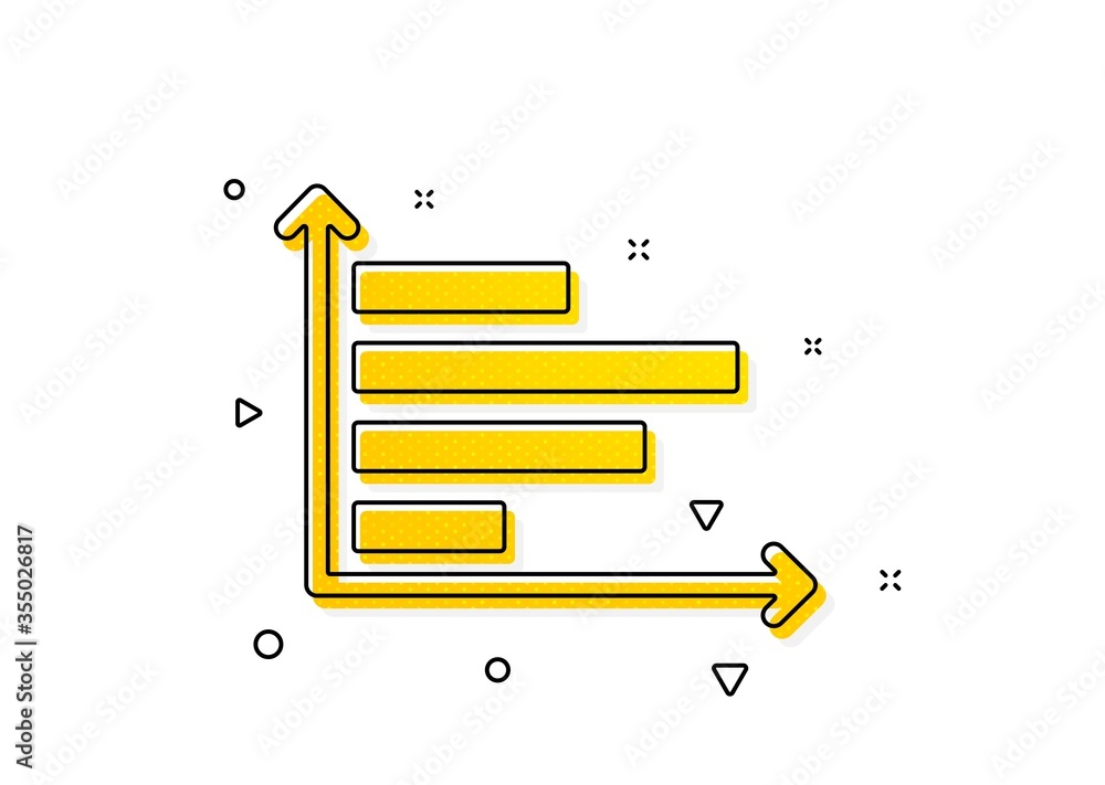 Poster column graph sign. horizontal chart icon. market analytics symbol. yellow circles pattern. classic h