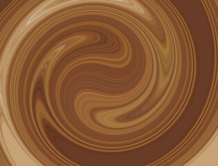 Rotating liquid coffee and chocolate cream background texture, abstract swirl