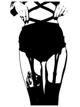 silhouette of a woman in underwear trandy vector outline illustration