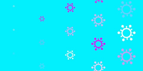 Light Pink, Blue vector backdrop with virus symbols.