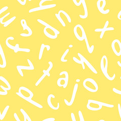 Vector seamless pattern with simple, hand drawn letters. Design for textile, stationery, wrapping paper.