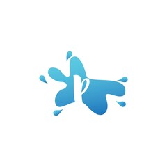 Fototapeta na wymiar Negative Space P letter logo icon in water splash shape vector design template