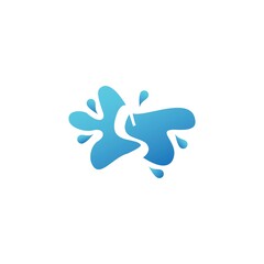 Negative Space S letter logo icon in water splash shape vector design template