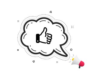 Like hand icon. Quote speech bubble. Thumbs up finger sign. Gesture symbol. Quotation marks. Classic like hand icon. Vector