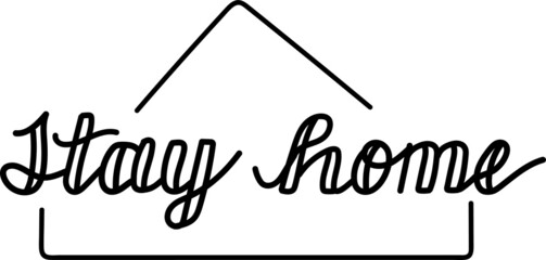 Cute vector hand drawn lettering about coronavirus, Covid-19, Let's Stay Home, work in home. Pandemic protection. Quarantine positive doodle icons, home elements. Isolated on white background.