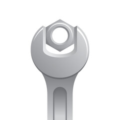 Wrench with nut - vector illustration of hand tool