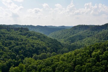Fototapeta na wymiar The Daniel Boone National Forest as seen from Chimney Top in Red River Gorge National Geological Area in Kentucky.