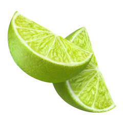 Fototapeta na wymiar Pair of delicious lime slices, isolated on white background