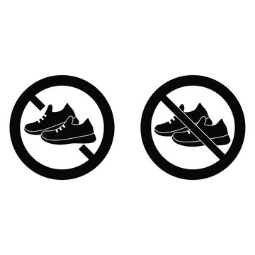 No Shoes Icon. Prohibited Shoes Icon .  No Sneakers  Icon