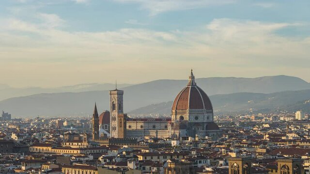 Duomo of Florence with sunset in Tuscany, Italy