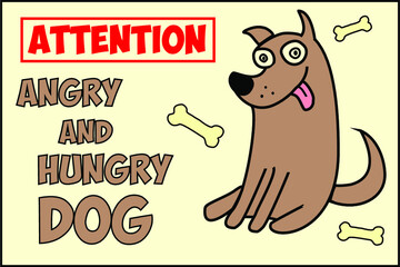 door sign angry and hungry dog
