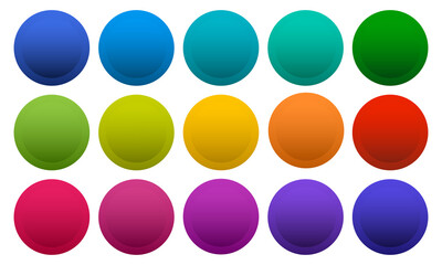 Colorful round buttons isolated on white background, rainbow colors. Vector illustration