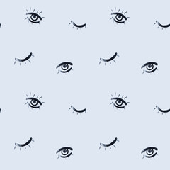 Watercolor seamless pattern. Watercolor eyes for fabric desing	
