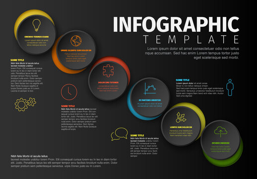 Dark Multipurpose Infographic with Circle Elements