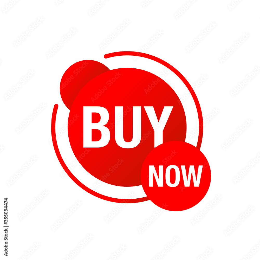 Poster buy now button for web and promo design - circular sticker with words inside - isolated vector eleme