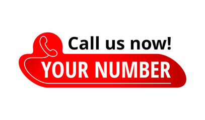 Call us button  - template for phone number in website header  - conspicuous sticker with phone headset pictogram