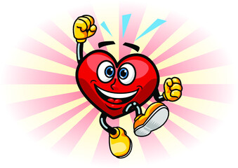 jumping funny cartoon heart