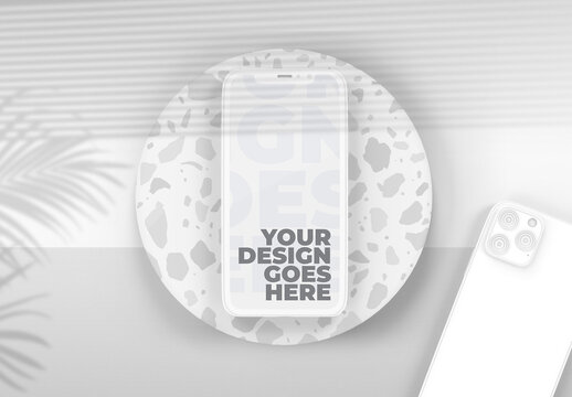 White Smartphones Mockup with Shadows and Clay Textures