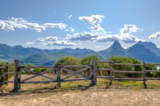 Open gate in a field in Argentina, tranquera to prevent the movement of farm animals