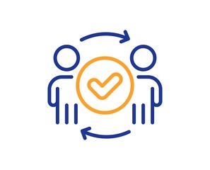 Approved teamwork line icon. Accepted team sign. Human resources symbol. Colorful thin line outline concept. Linear style approved teamwork icon. Editable stroke. Vector