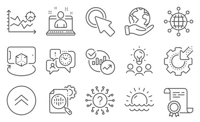 Set of Science icons, such as Seo stats, Statistics. Diploma, ideas, save planet. Augmented reality, Seo analysis, Click here. International globe, Swipe up, Best manager. Vector
