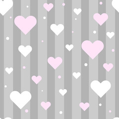 Fun seamless vintage love heart background in pretty colors. Great for baby announcement, Valentine's Day