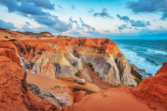 Famous and Touristic Sand Cliffs In Morro Branco Beach (Fal&eacute;sias de Morro Branco), Beberibe, Cear&aacute; State, Northeast of Brazil