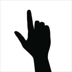 Forefinger gesture. monochrome icon. Close up of touch of forefinger to press something isolated on white background