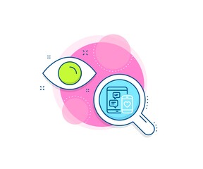 Mobile devices sign. Research complex icon. Social media messages line icon. Smartphone Love message symbol. Analytics or analysis banner. Social media sign. Vector