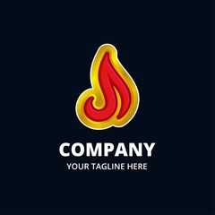 Red gold fire icon logo template - 355041897
